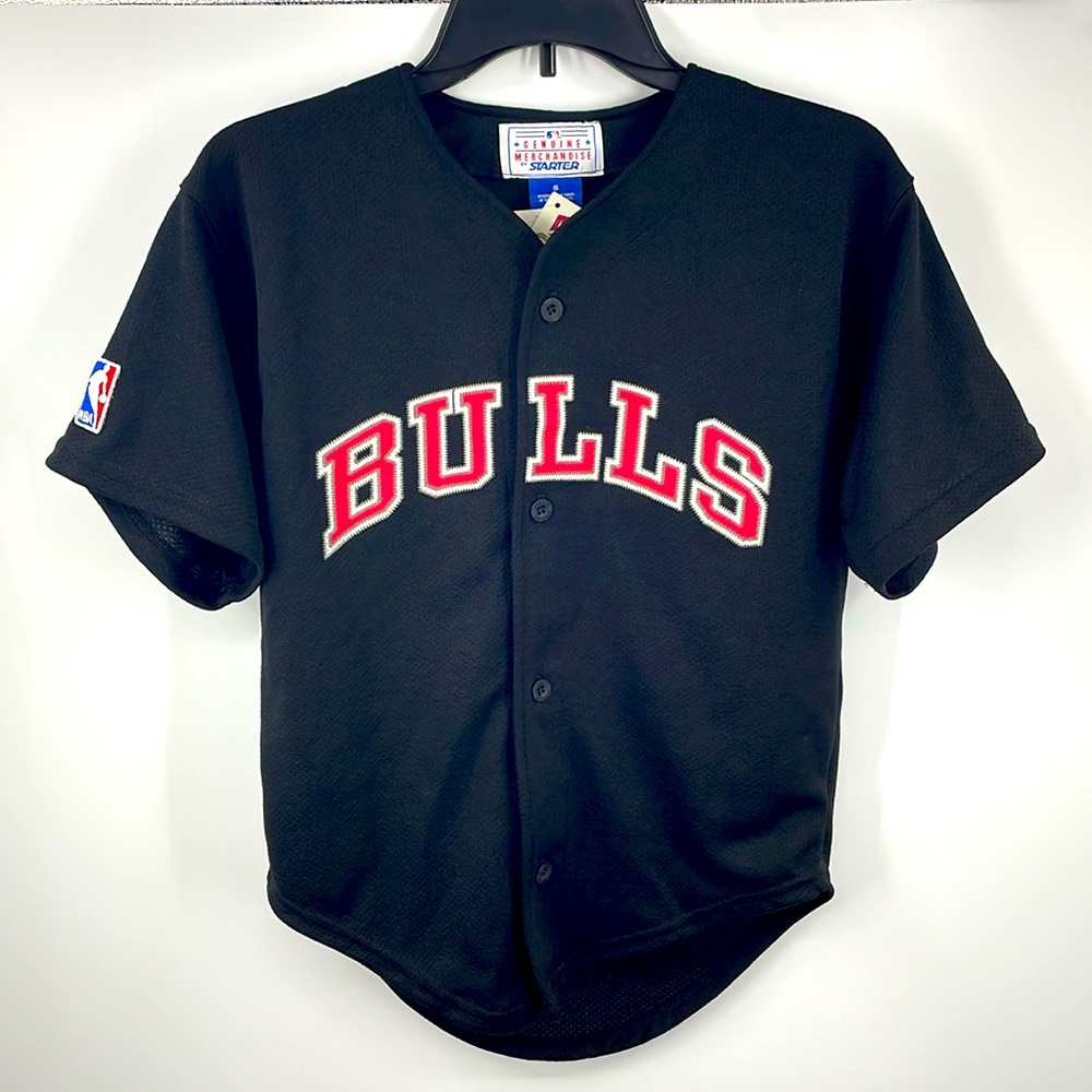 NWT Vintage 90s Starter NBA Chicago Bulls Baseball Jersey Jordan Era Boys Small